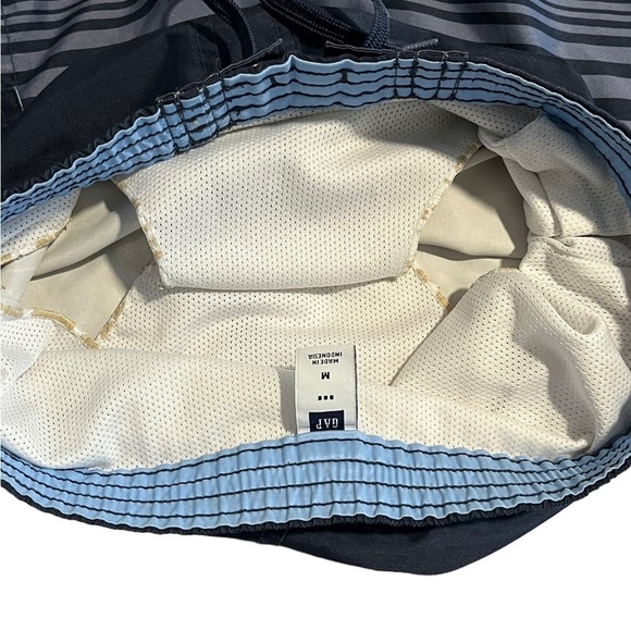 Gap Mens NWOT Blue And Gray Pocketed Swim Trunks With Liner, Size Med - Picture 4 of 6